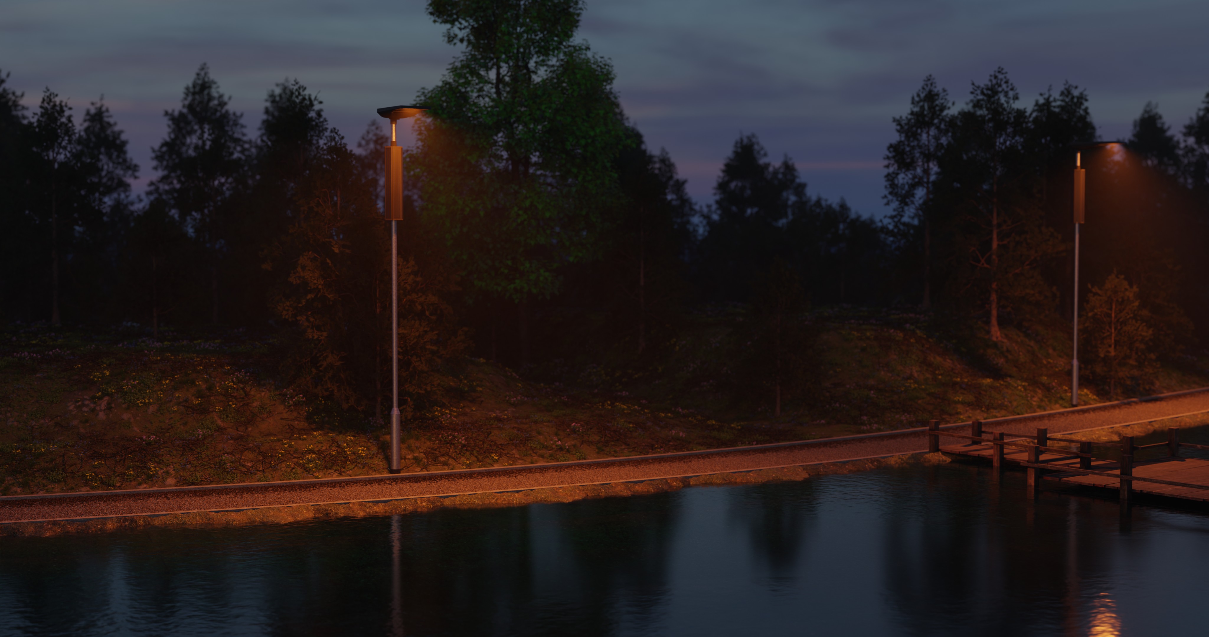 CERO solar lighting used in a car park environment