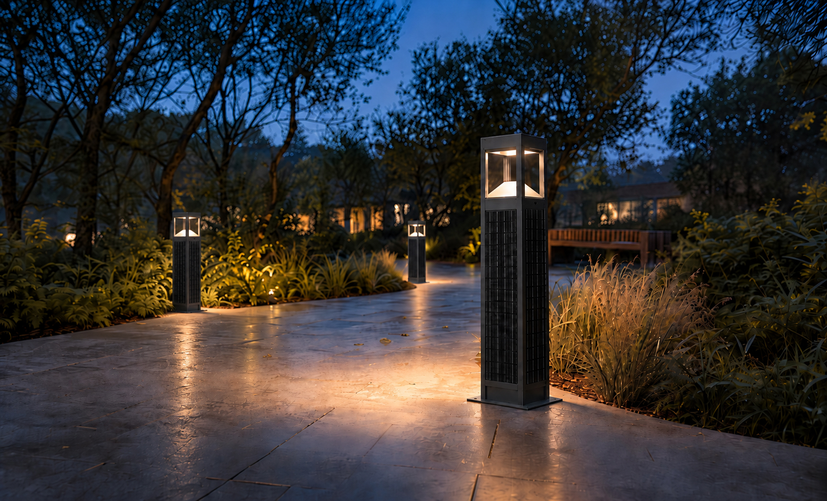 Solar street lighting in a housing estate