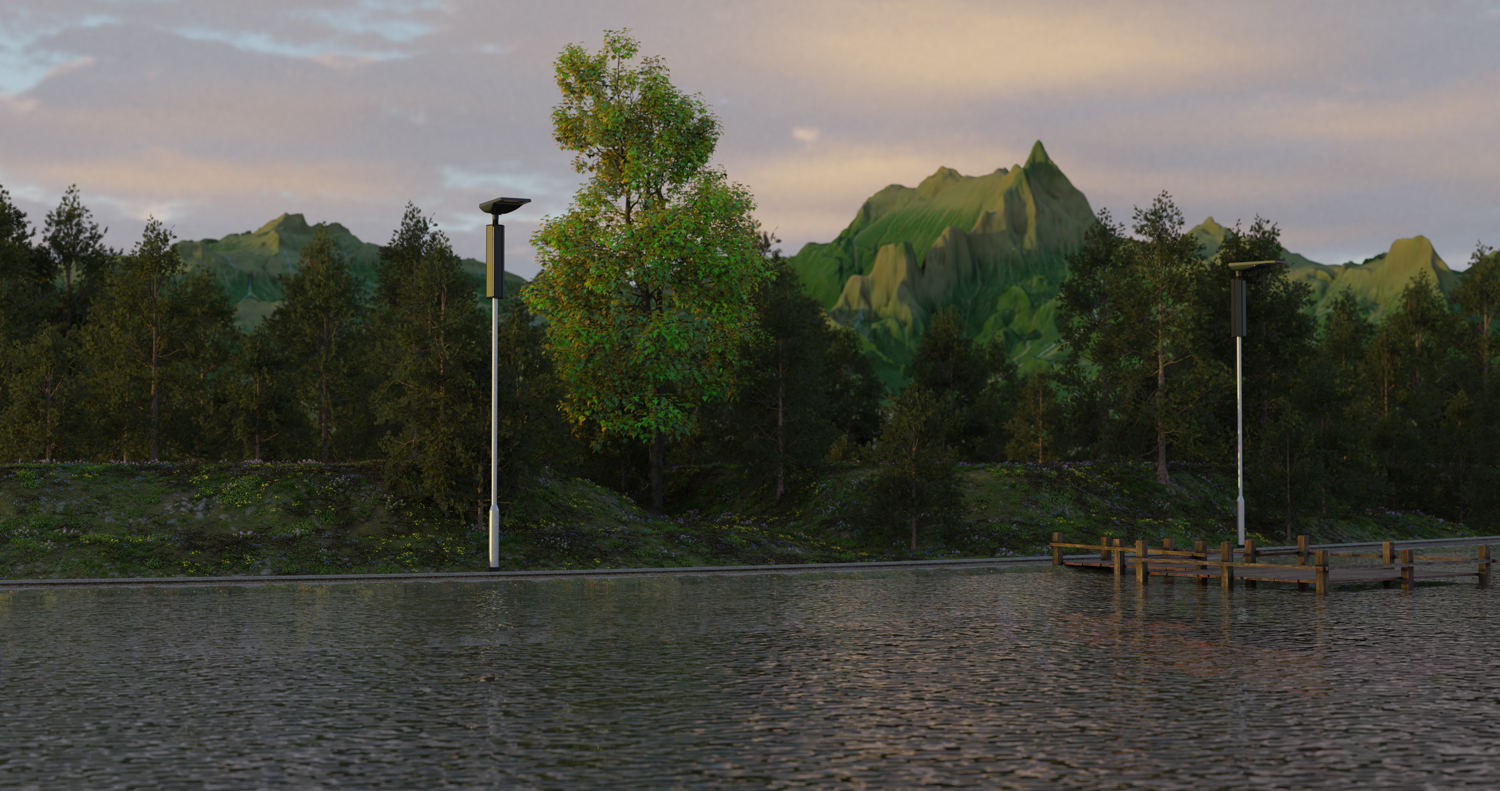 Solar street lighting in a housing estate